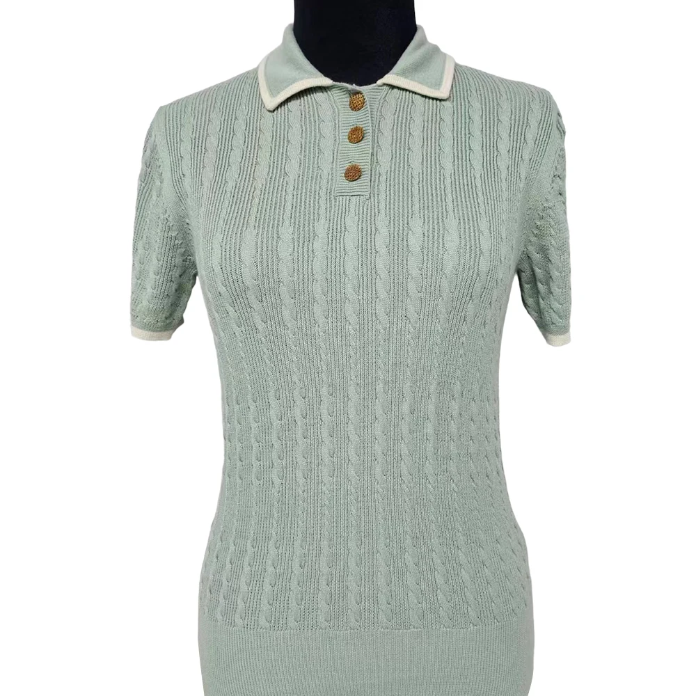 Customised Cotton Polyamide Silk Material Pullover Lime Color Knitted Pullover For Women