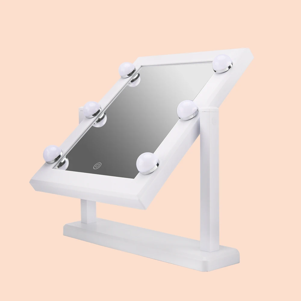 PRITECH LED Light HD Makeup Mirror Square Chrome Beauty & Personal Care Products Cosmetic Mirror Angle Adjustment Two Colors