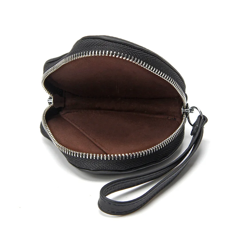 Genuine Leather Coin Purse for Women New Heart Design Zippered Coin Purse Lipstick Earphone Storage Bags with Wrist Strap
