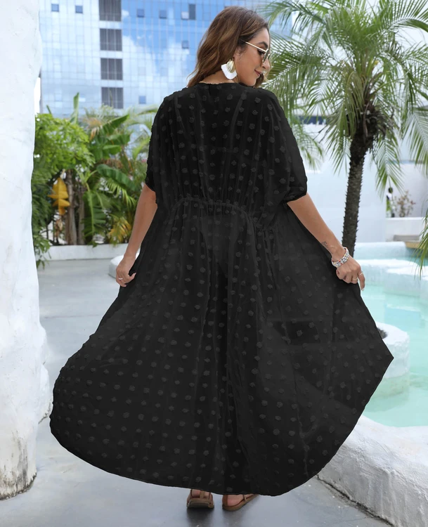 Factory Women Summer Clothing Chiffon Tie Front Tunic Beach Wear Dress Cover Up Kaftan Kimono Cardigan