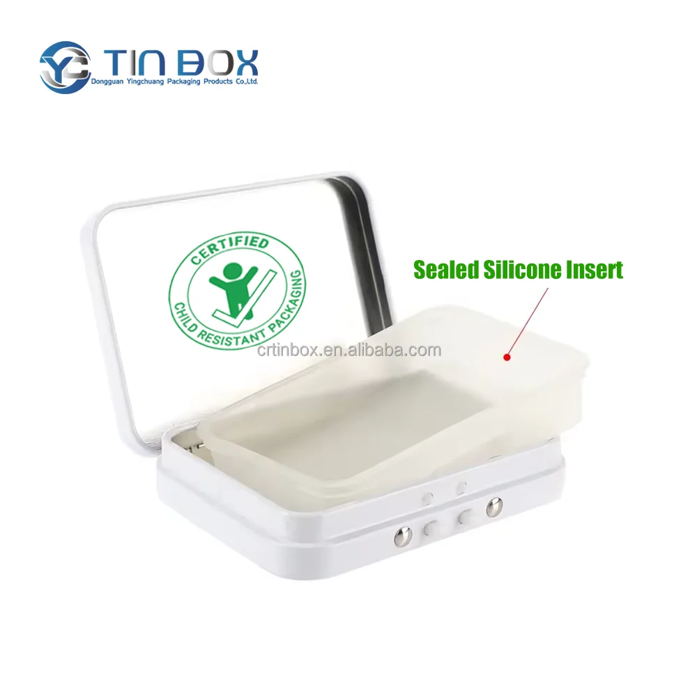 80 X 58 X15MM Childproof Mint Cartridge Hinged Tin Container Portable Embossing Child Resistant Cigarette Packaging Tin Box
