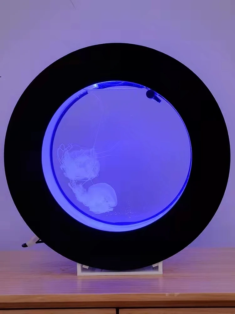 380*204mm Circular Colorful Waterproof LED Light Acrylic Jellyfish Tank Aquarium With Remote Control  And Chiller