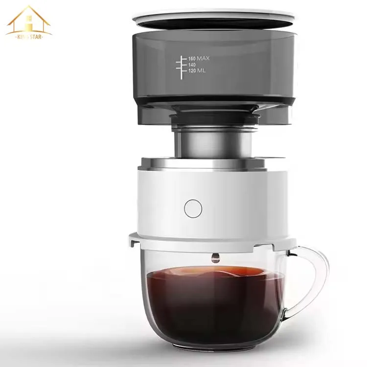 Battery-operated pour over coffee maker can filter coffee for camping trips