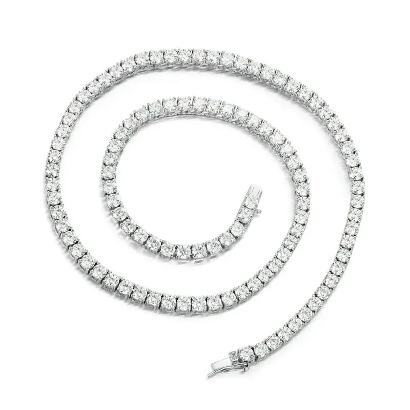 Bling Fully Moissanite Jewelry moissanite 3mm Tennis Chain 925 Sterling Silver Iced Out Hip Hop Tennis Necklace jewelry