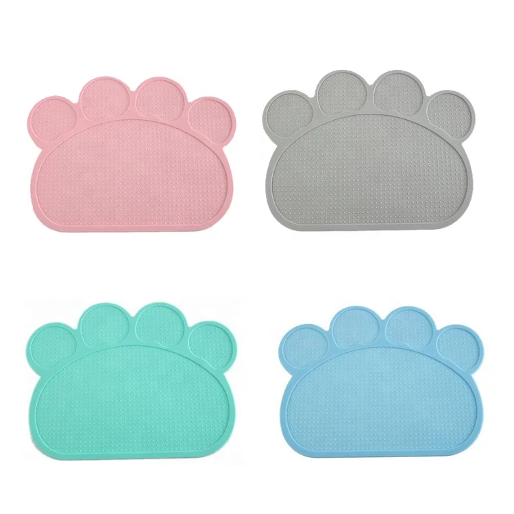 Paw Shape Large Size Pet Mat Non Slip Waterproof Puppy Dog Bowl Silicone Feeding