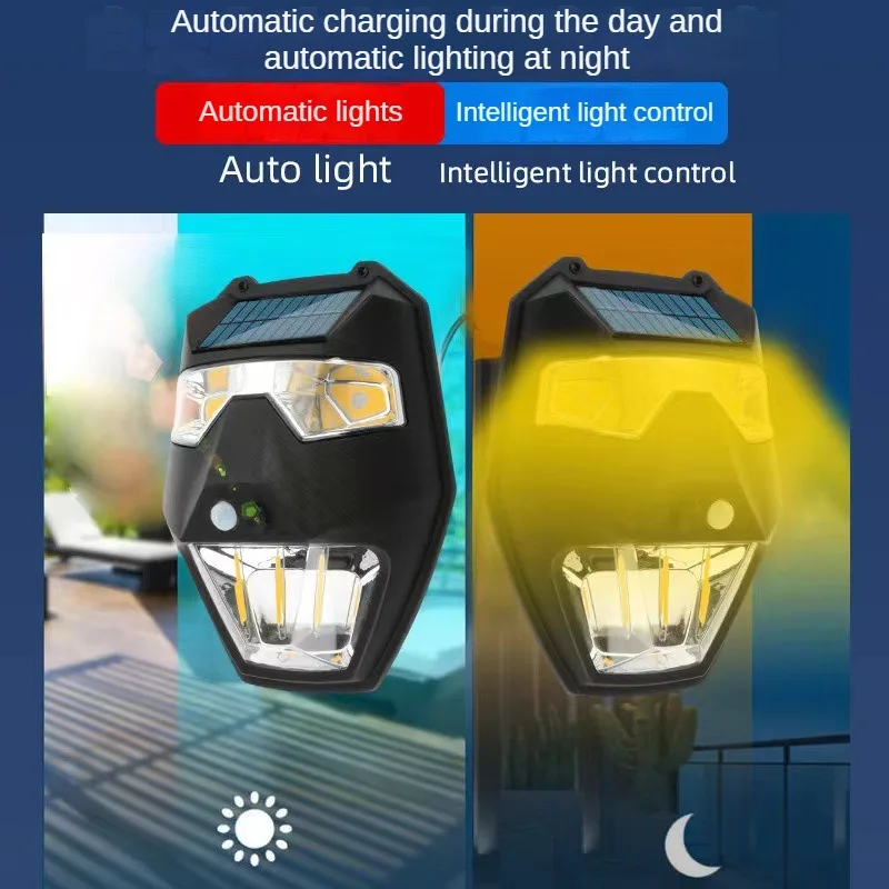 New Solar Outdoor Courtyard Wall Lamp Human Body Induction Lamp Lighting Household Waterproof Energy-saving Street Lamp