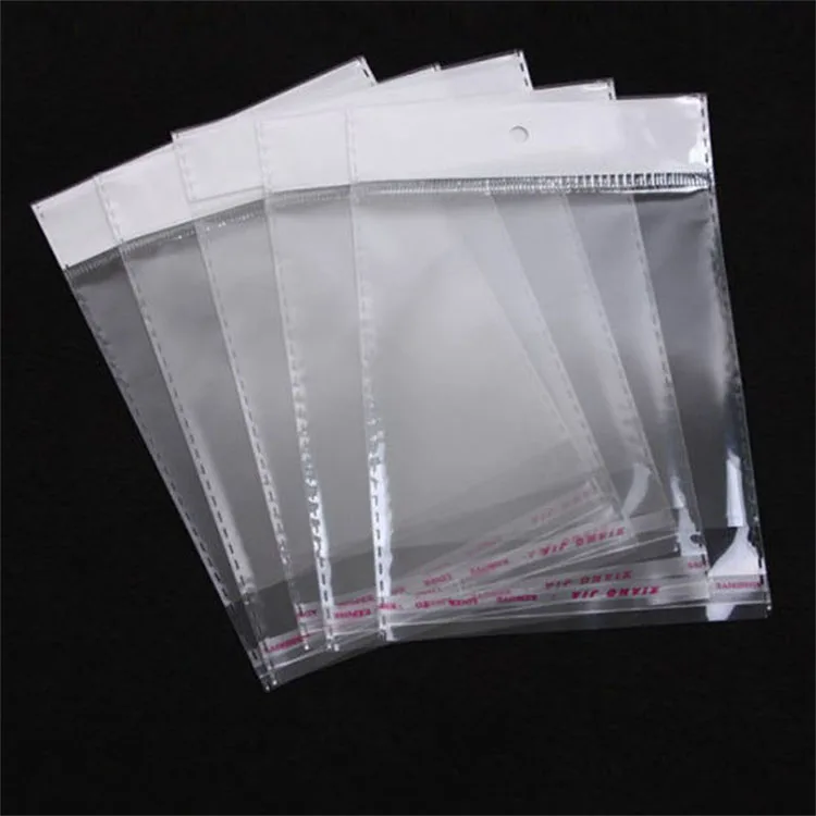 Custom clear transparent opp bopp bag plastic transparent warning text opp cpp plastic bag with logo for hang header