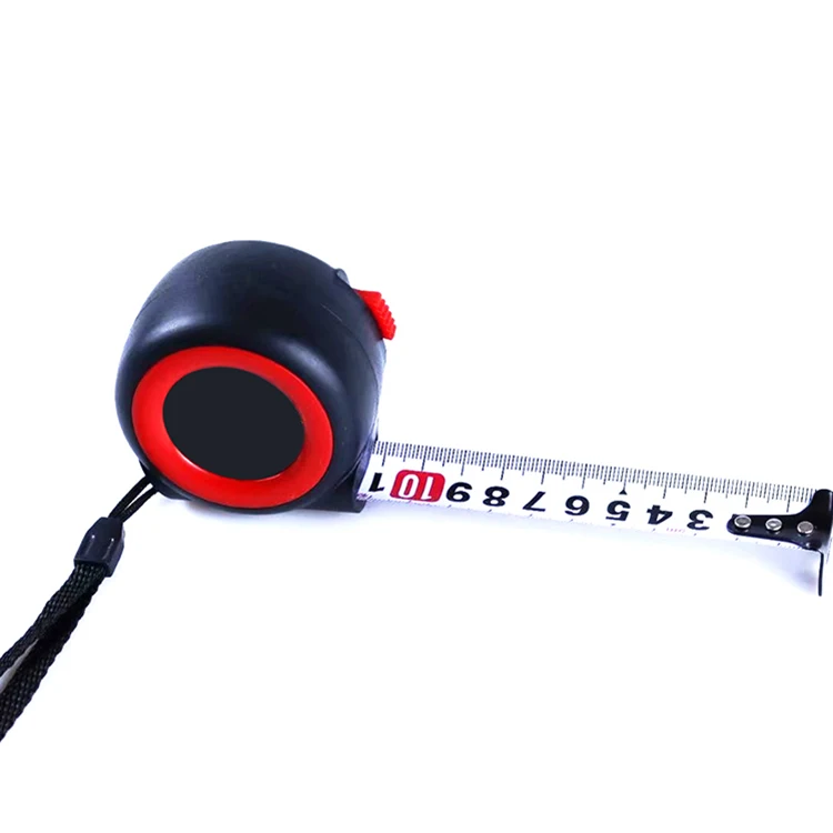 black surface red circle 3m 5m 7.5m 10 meters belt clip and stop Portable steel measuring tape