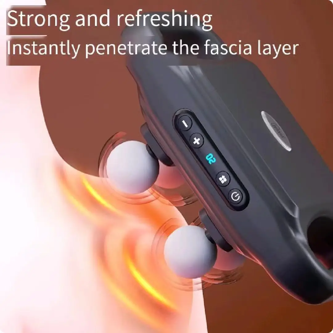 Hot Sale Portable Cordless Body Massager Muscle Vibration Mini Massage Gun Healthcare Deep Tissue Machine with 4 Heads