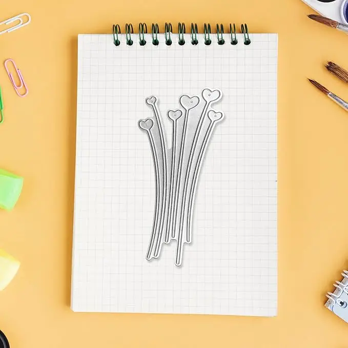 Heart Shape Flower Cutting Dies, Flower Card Cutting Dies, Heart Cut Stencils for Card Making, Embossing Stencil