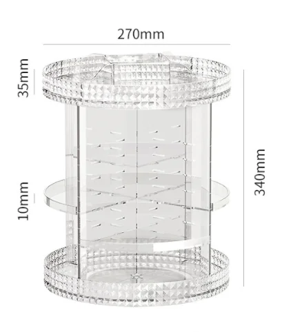 Clear Transparent large 360 degree rotation Cosmetic Storage Box 360 rotating makeup organizer