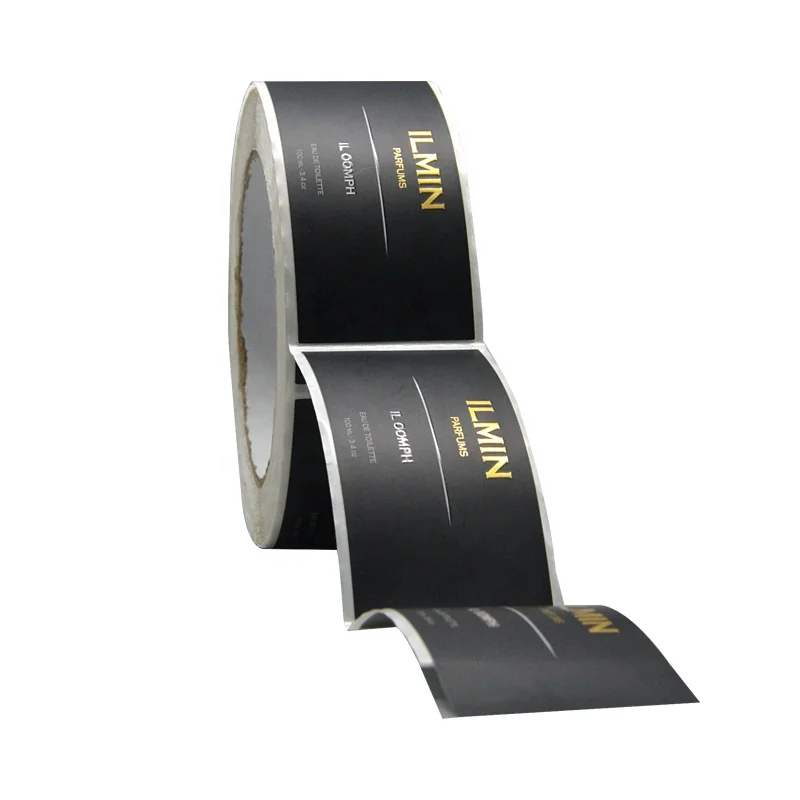 Custom 160g Art Paper Perfume Gold Foil and Embossing and Spot UV Label Sticker