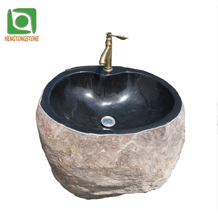 Abstract Highly Polished Black Marble Indoor Wash Basin Sculpture