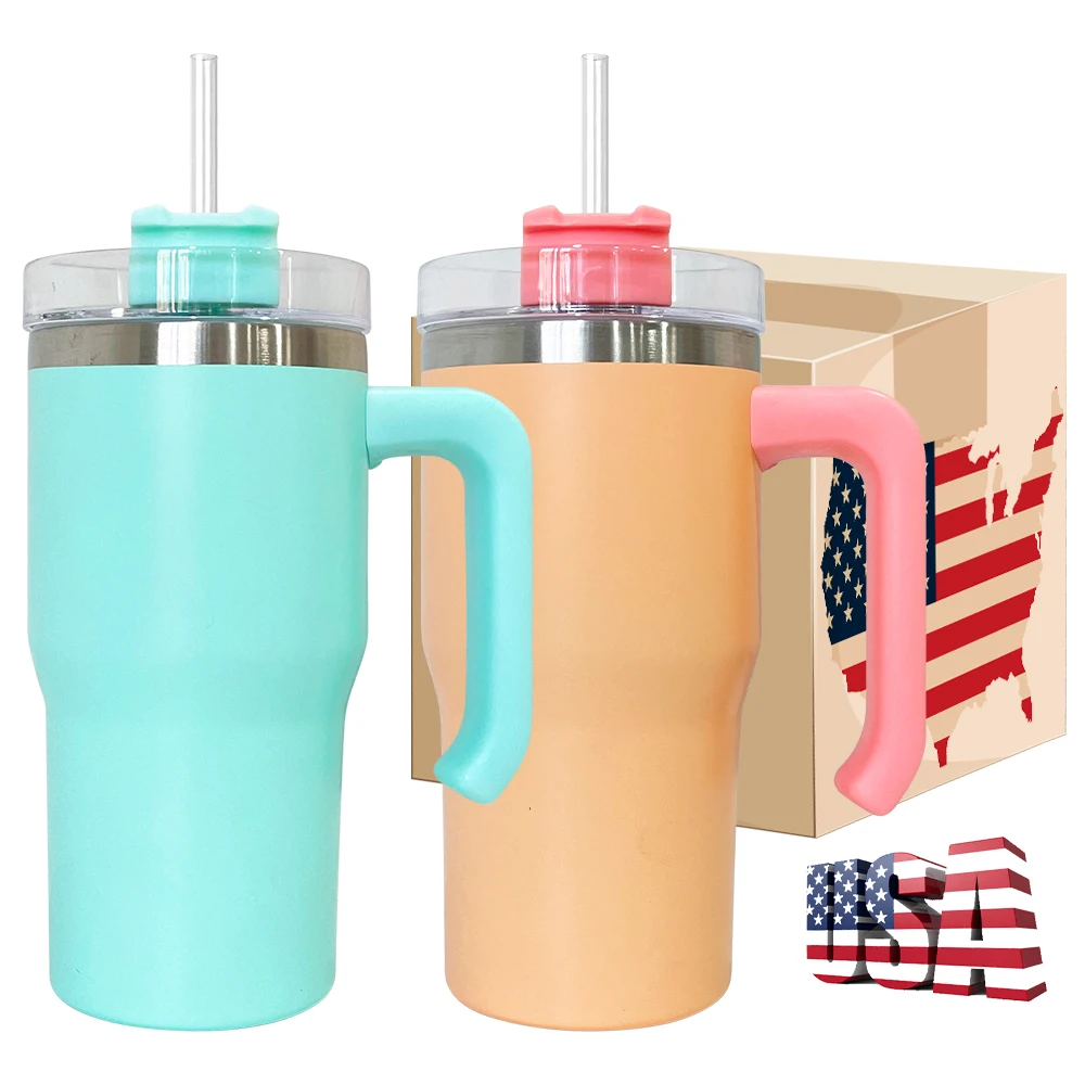 USA warehouse candy color kids 20oz tumbler with handle coffee tumnlers macaron colored 20oz student tumbler