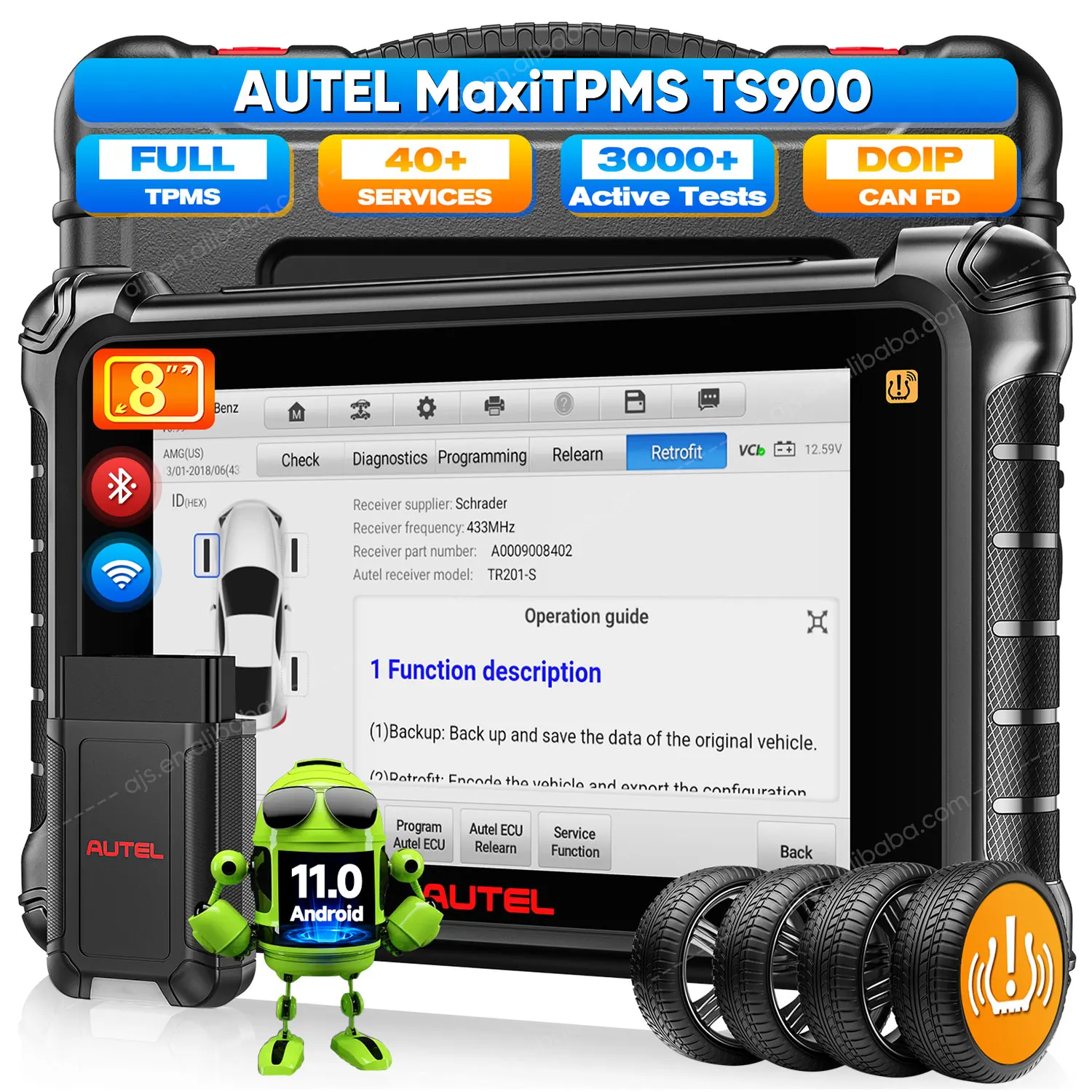 Autel MaxiTPMS TS900 Car OBD2 Scanner Tool TS 900 Vehicle Universal TPMS Sensor programming Professional Altar Diagnostic Tools