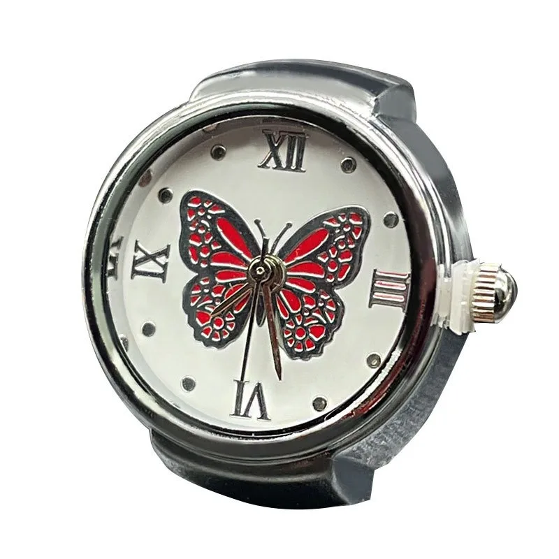 Finger Watch Ring Butterfly Finger Rings Round Quartz Finger Watch Vintage Ring Watch Jewelry for Wedding Valentines