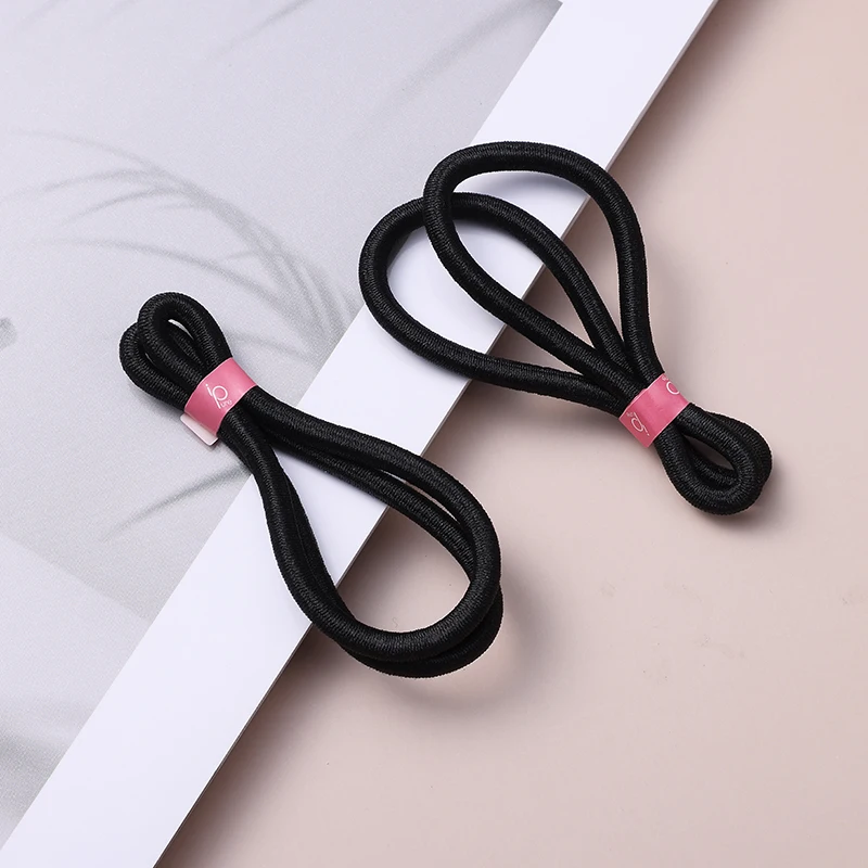 BSCI Audited Factory Wholesale Fashion Women Girls Basic Hair Accessories Thin Black Elastic Hair Ties Hair Elastic Band