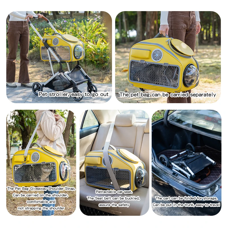 4 Wheel Travel Trolley Sale Cart Large Luxury Baby Walkers Carriers Pet Stroller For Big Cat And Dog Pet Carriers