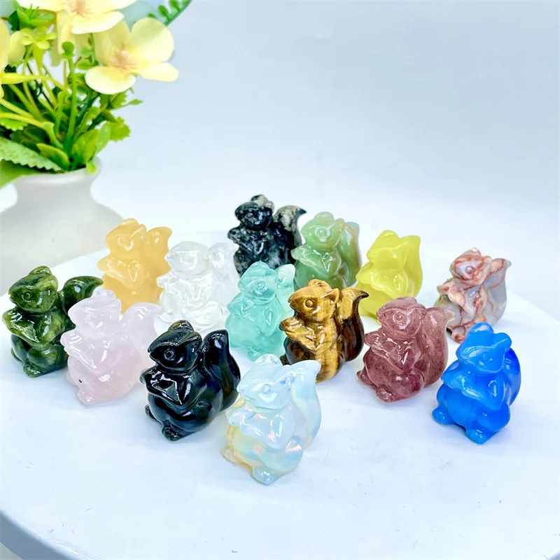 Распродажа миниатюрная Хрустальная резьба натуральный энергетический камень ручная резная Смешанная статуя кенгуру для продажи