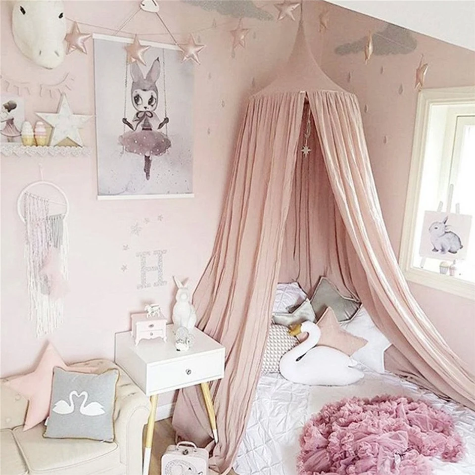 Beautiful Bed Canopy Baby White Pink Yellow Netting Curtain Dome Mosquito Net New Baby sleep Bed Canopy Insect Net