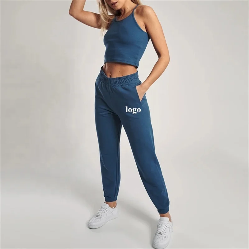 2023 Female Brand Bodysuit Summer Sets Women Clothing Sets Two Piece Backless Crop Tank Top 2 Two Piece Jogger Pants Set Outfits