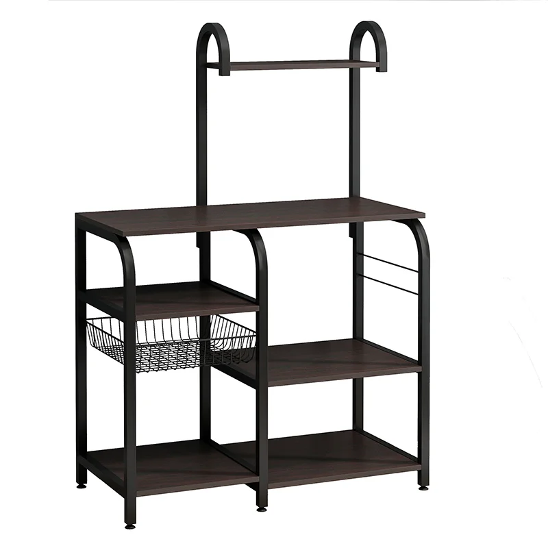 
Wooden small stainless steel MDF Microwave oven kitchen shelf rack storage organizer Bakers Rack in the kitchen 