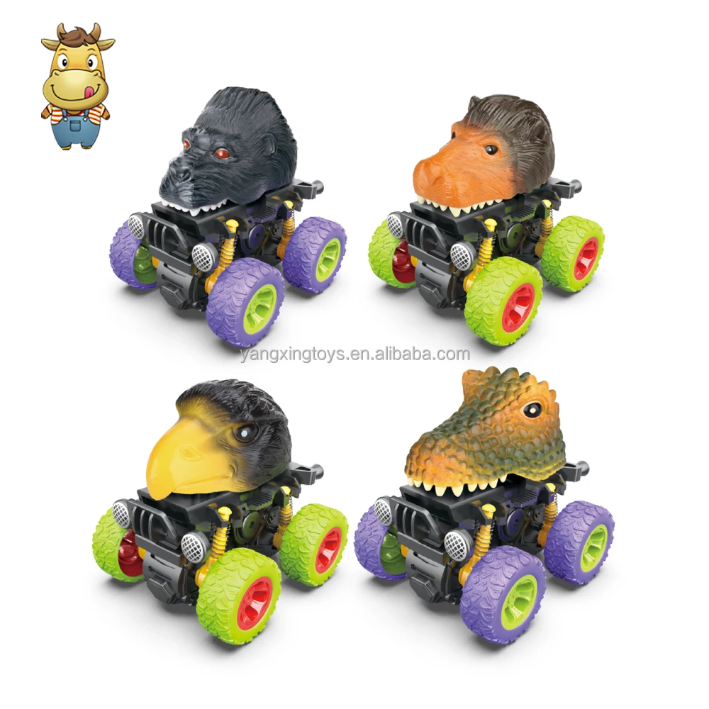 Factory Animal Inertia Car Toy Die cast Kids Gift 4 wheels Friction Stunt Off-Road Vehicle 360 Degree Rotation Boys Girls