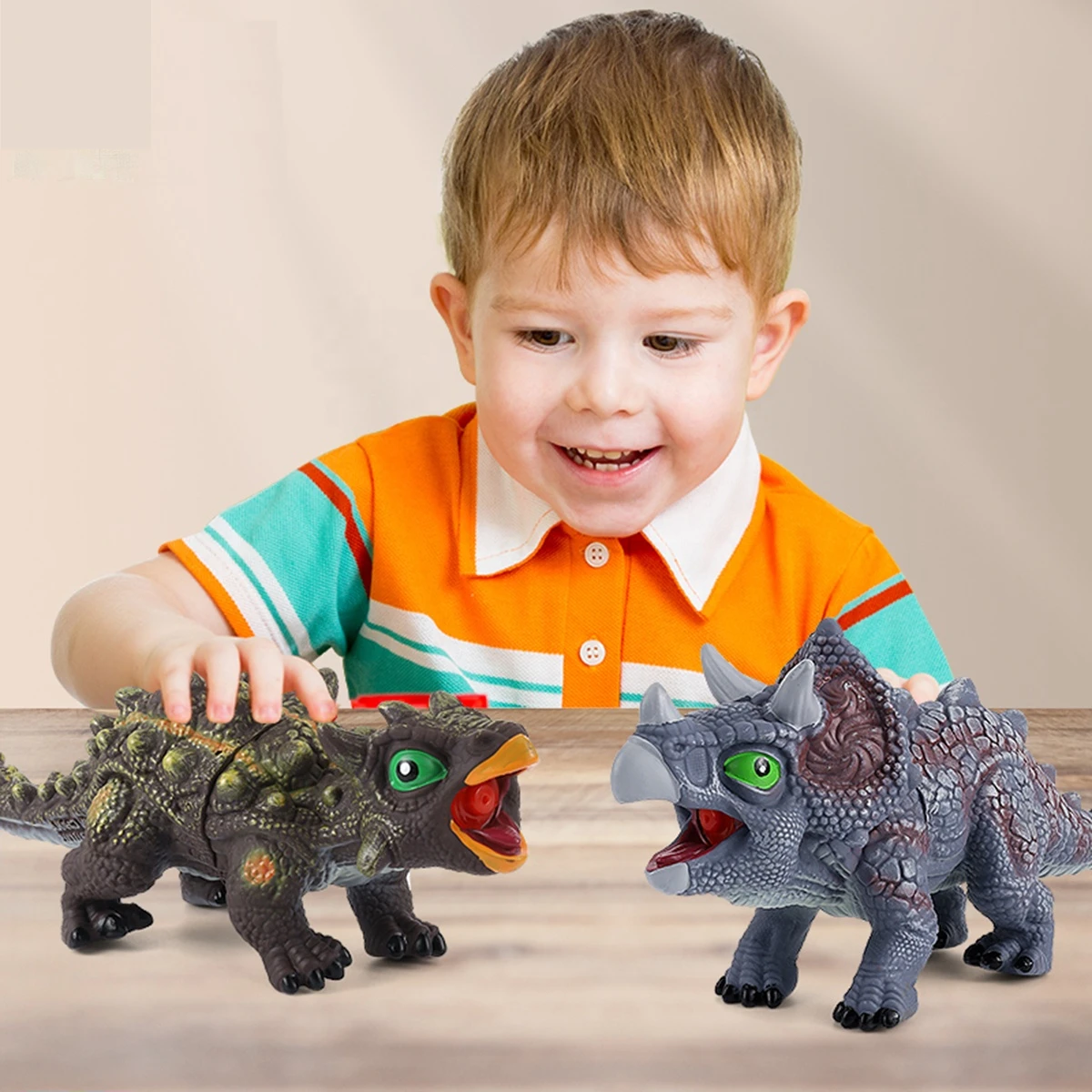 SY safe PVC kids education stretchy toy dinosaurs set soft rubber dinosaur toys with sound