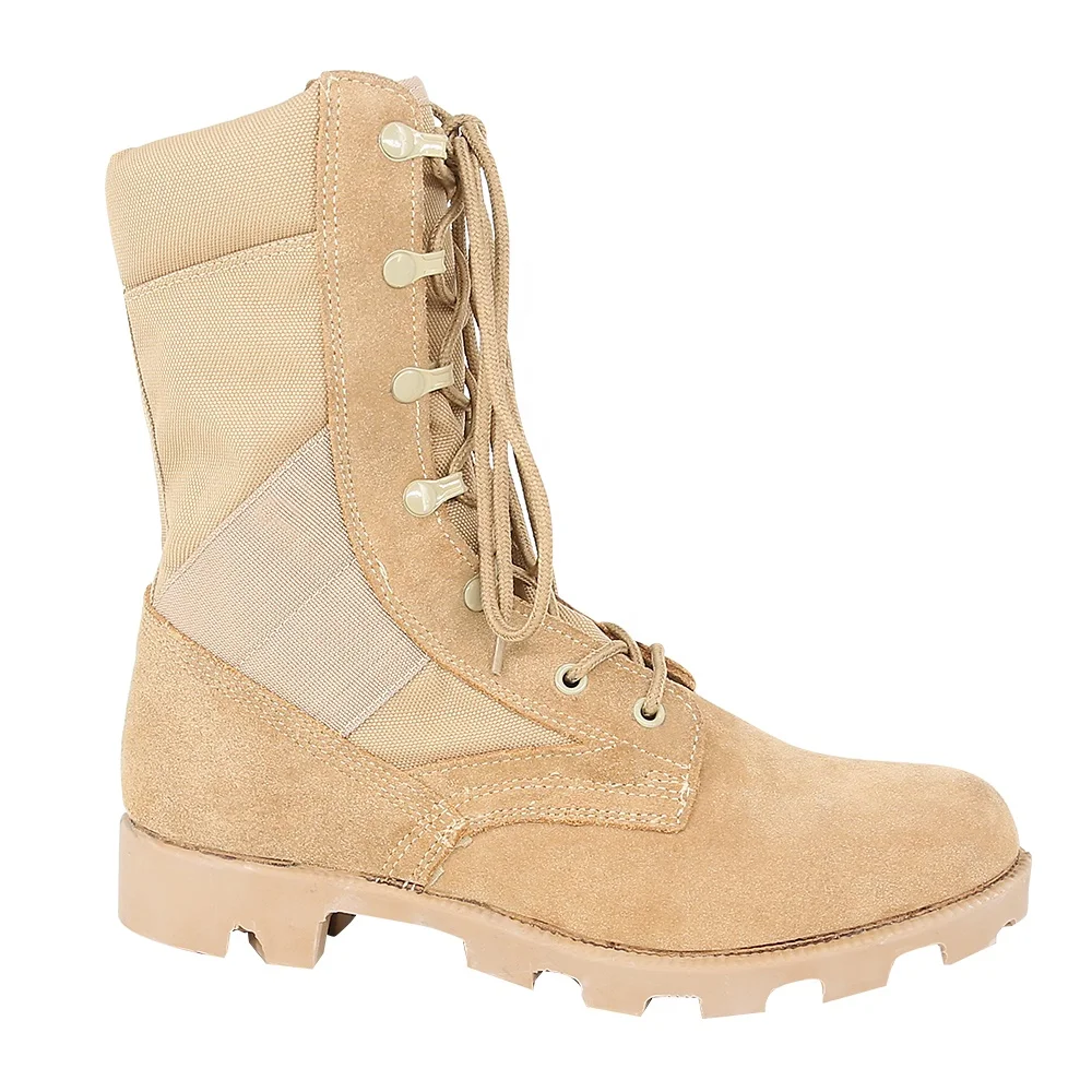 KMS Custom Professional Khaki Rubber Sole Tactical Combat Desert Boots Shoes for men desert boots with zipper