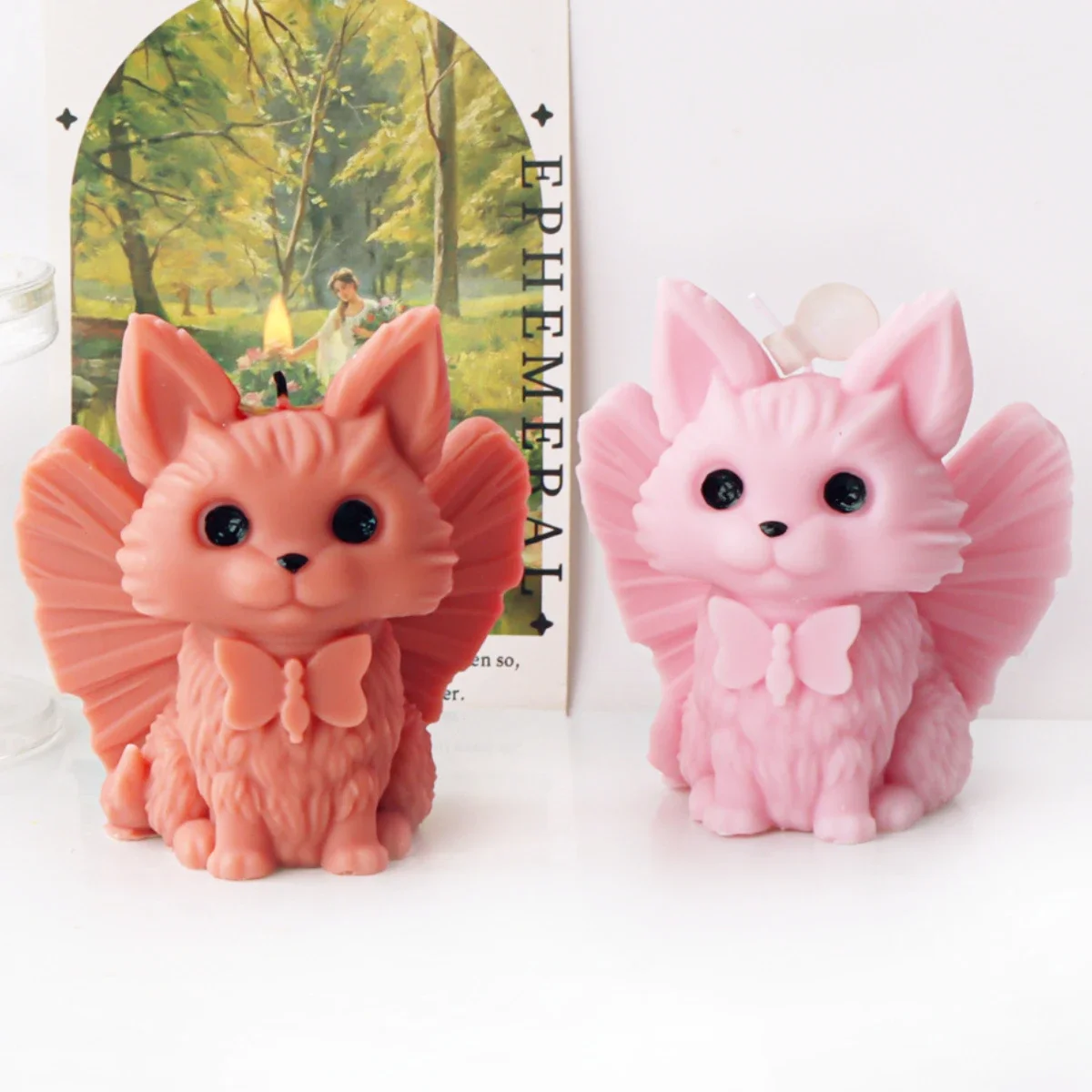 Candle Moulds Silicone 3D Smile Wings Kitten Molds for Candles DIY Big Eyes Cat Animal Moldes De Silicona Para Velas Candle Mold