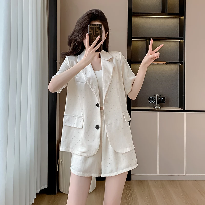 Casual Fashion Simple Style Loose Sun Proof Loose Suit and Shorts Womens 2 Piece Outfit Summer Two Piece Set