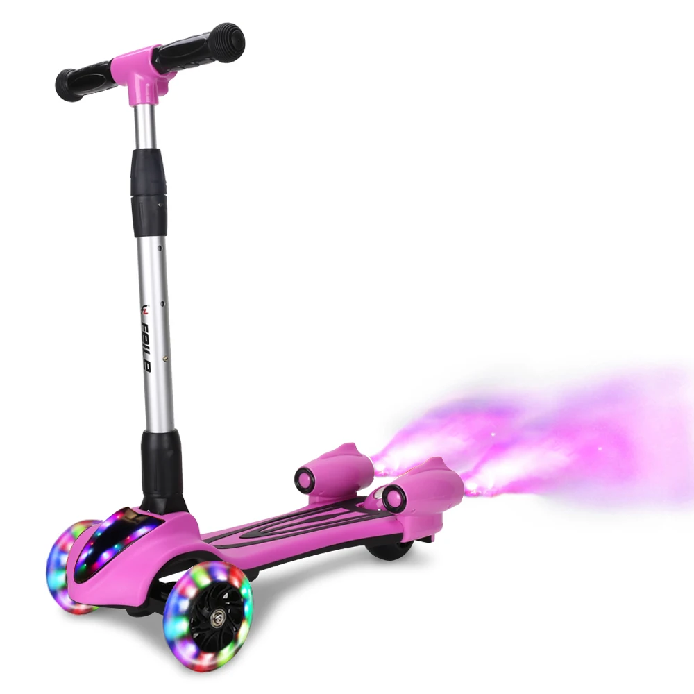 High quality factory wholesale price can be adjusted to fold up have music&spray four color  kids scooter