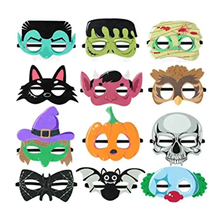 Hot Halloween Party Decoration Cartoon Felt mask Customized kids cosplay half face mask Felt party masks for cosplay