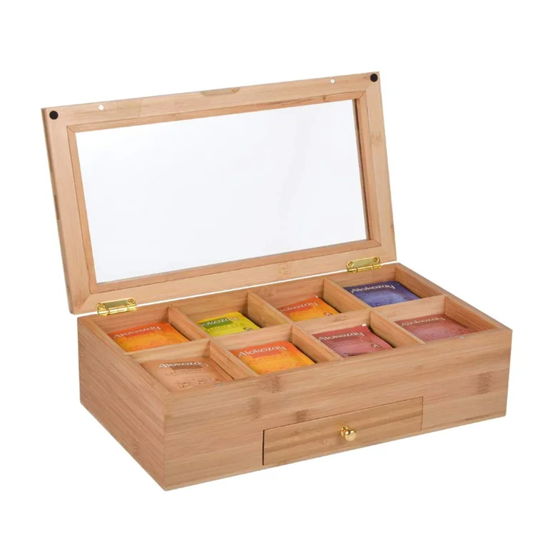 
Home furniture holder drawer bag storage organizer natural tea box bamboo 