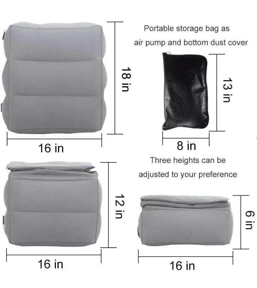 Wholesale For amazon New Airplane Travel Leg Rest Inflatable Foot Rest Pillow With Dust Cover