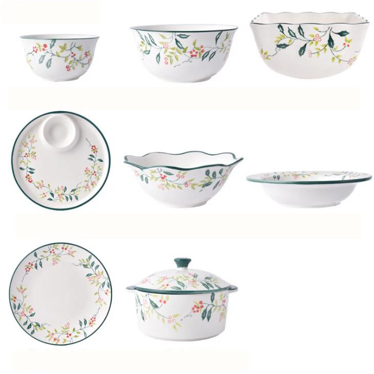 AB Grade Durable Ceramic Cup Plate Sets Hand Printing Wholesale Dinnerware Sets Tableware