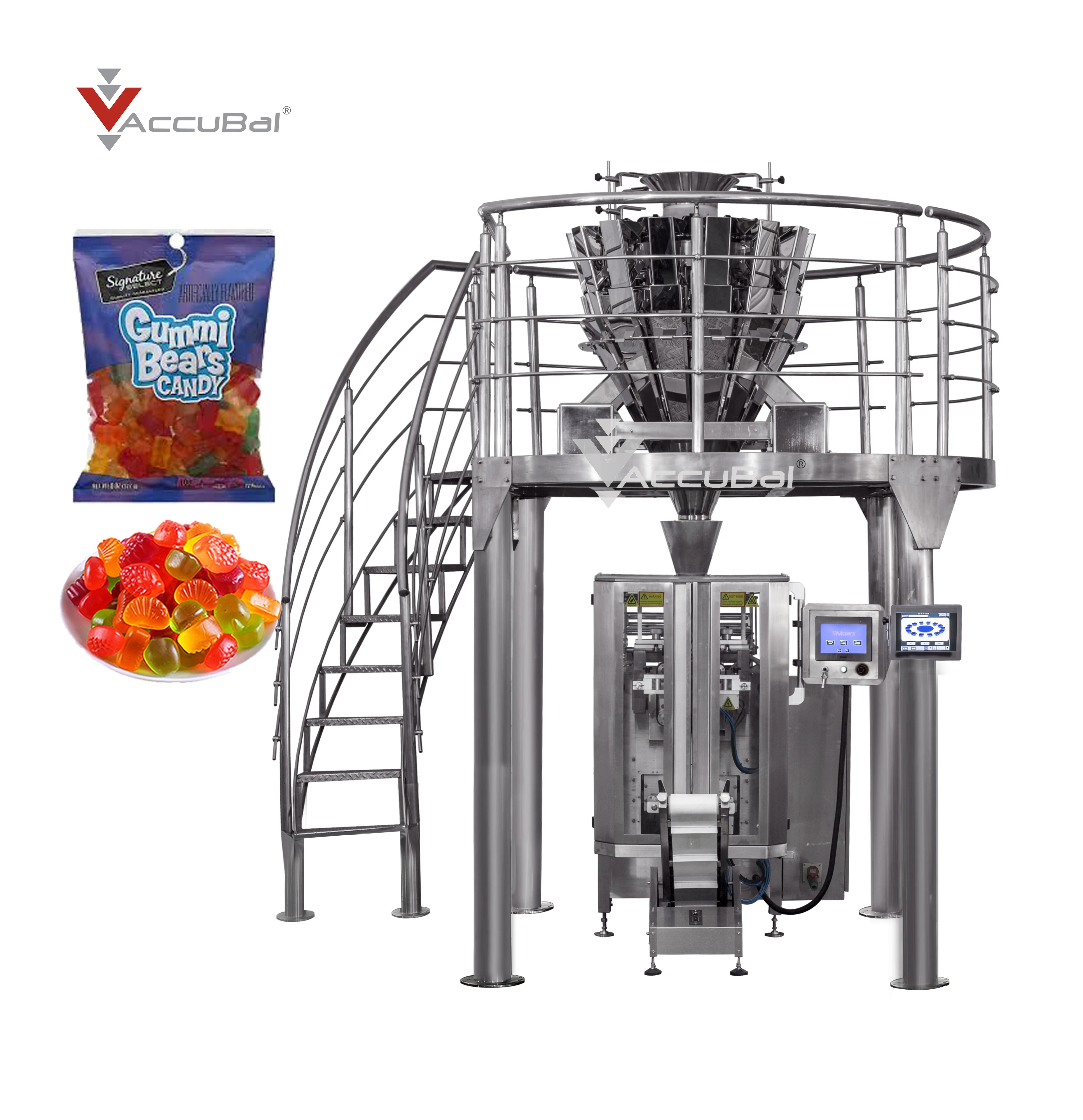 Automatic Pouch Food Doypack Multihead Weighing Weigher gummy bear packing packaging machine Foshan Multi-heads weighing machine