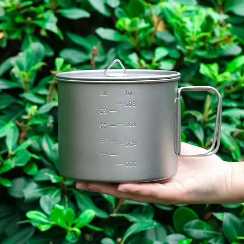 Titanium outdoor portable hanging pot folding handle tableware set for picnic kitchen camping hiking  cookware garden