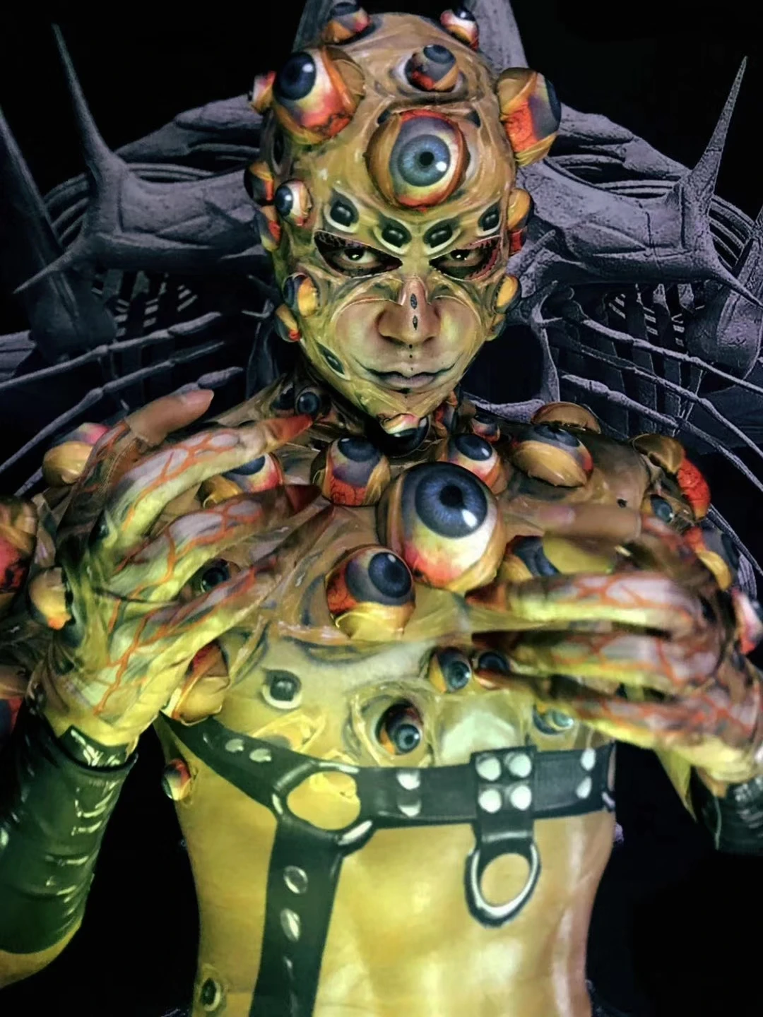 Personality Stretch Terror Eyeball Rompers Club Halloween Party Men Jumpsuit Monster Cosplay Costumes Performance Stage Costume