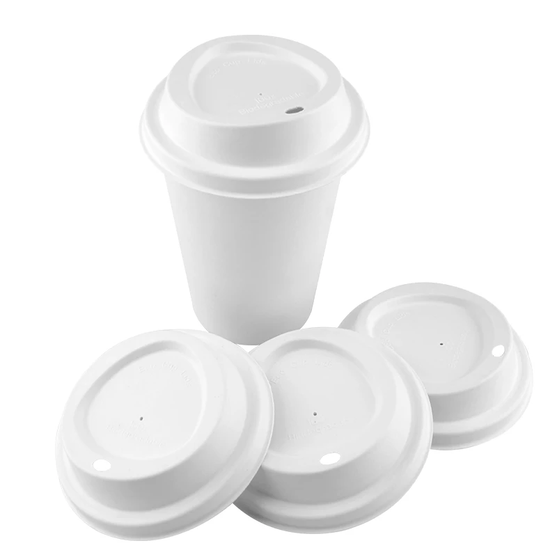 Free Samples 100% Biodegradable Compostable Natural Sugarcane Pulp Flat Swivel Round Boba Lid Cup Cold Cup Lids