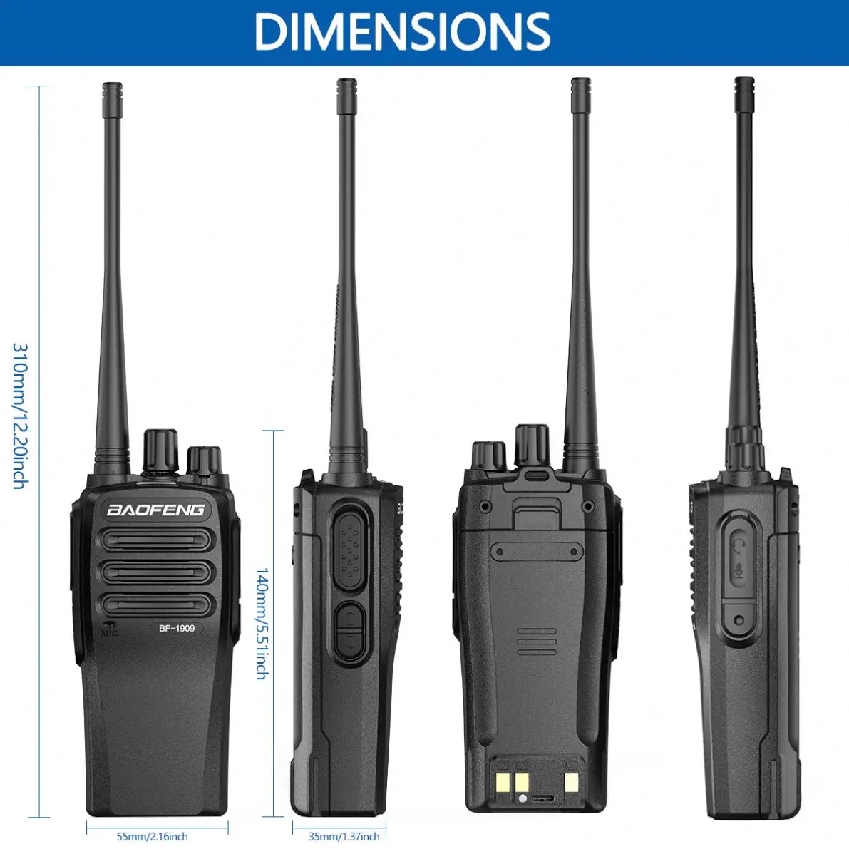 2023 hotsale Type-C charging BAOFENG BF-1909 10W UHF 400-470mhz Long range Walkie Talkie