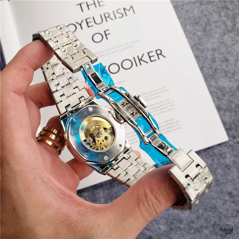 Luxury automatic mechanical watch skeleton mechanisms movements watches men wrist
