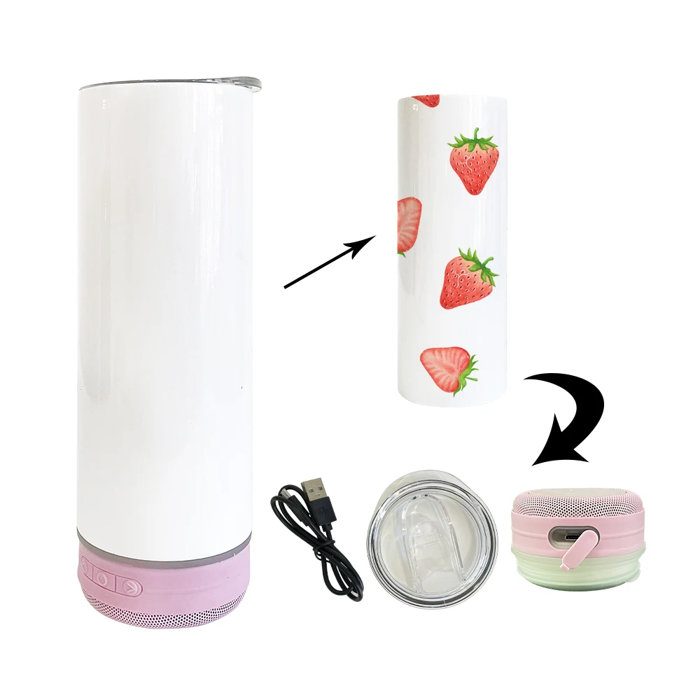 US Warehouse Sport use bowling 600ml 20oz shaped Smart Stainless Steel Water Bottle Intelligent audio water bottle with speaker