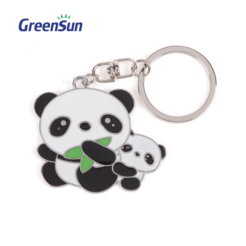 Manufacturer maker custom made brass usa souvenir 3d animal shaped cartoon metal panda keychain