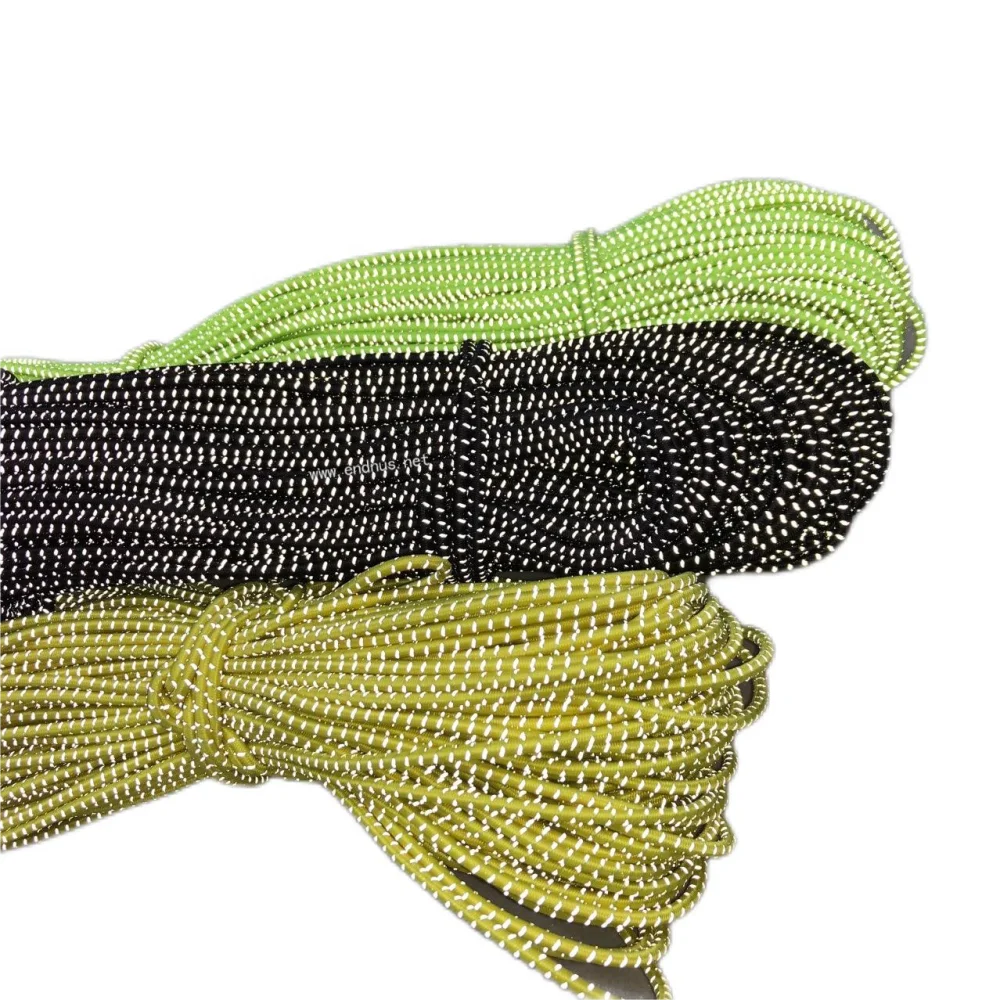 Multi Colors 100% Elongation Rubber Core Reflective Tracer Bungee Shock Cord