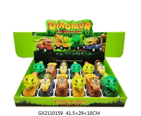 1/6 Hot Selling Market Display Pull Back Dinosaur Toy Friction Truck Car Kid Toy Cars Vehicles Toys with Bidirectional inertia