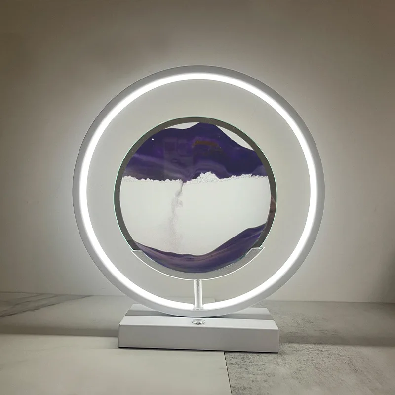 Настольная лампа в виде песочных часов светодиодный прикроватный ночник с художественным рисунком сыпучих песков 3d-светильник форме рамы из струящегося песка для спальни домашний декор