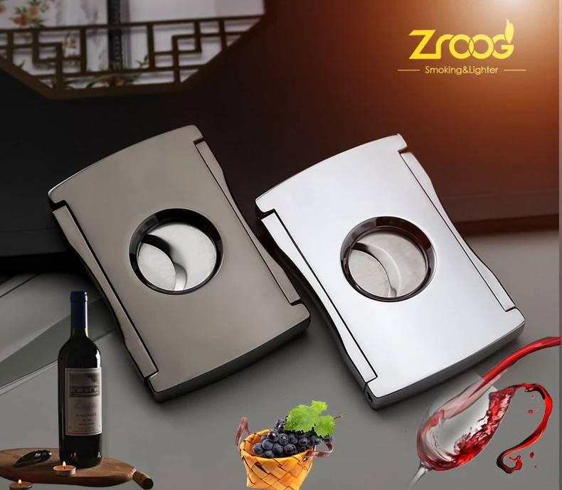 Cigar Cutter V-Cut Guillotine 3 in 1 Straight Cut V Cutter With Cigar Punch Stainless Steel Blade Ergonomic Design Secure-Lock