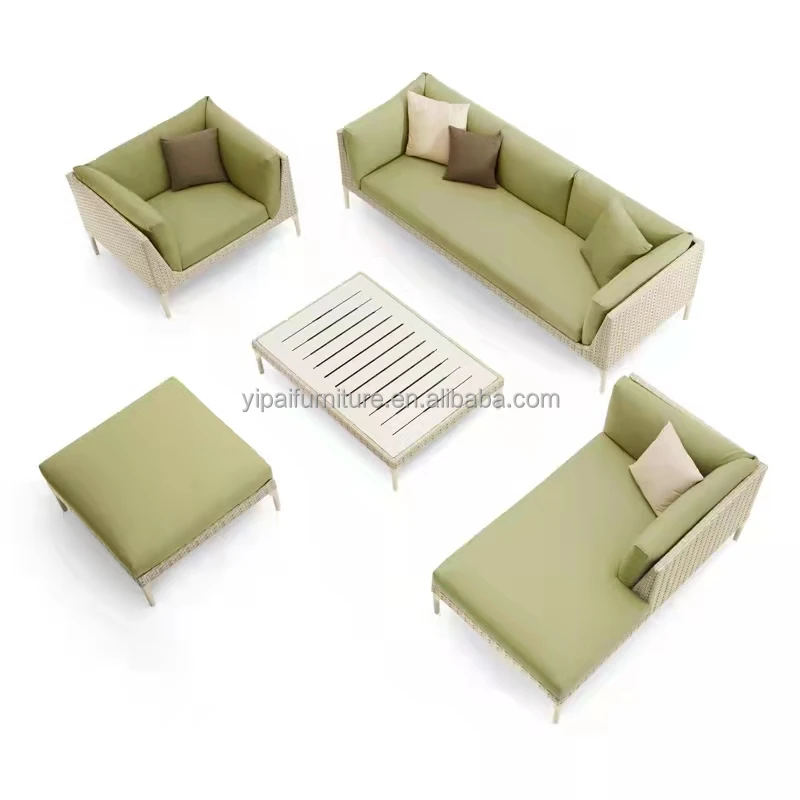 Уличный современный уличный патио из ротанга, Плетеный итальянский стиль, Французский диван