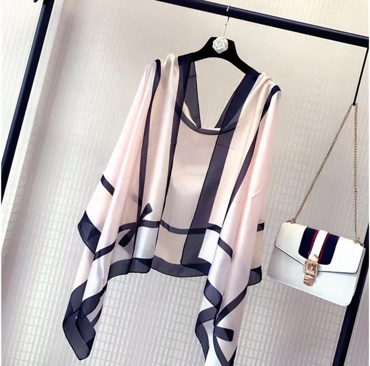 Hot Sale Fashion Custom Printed Long Stoles Korean 100 Silk Neck Scarf For Women